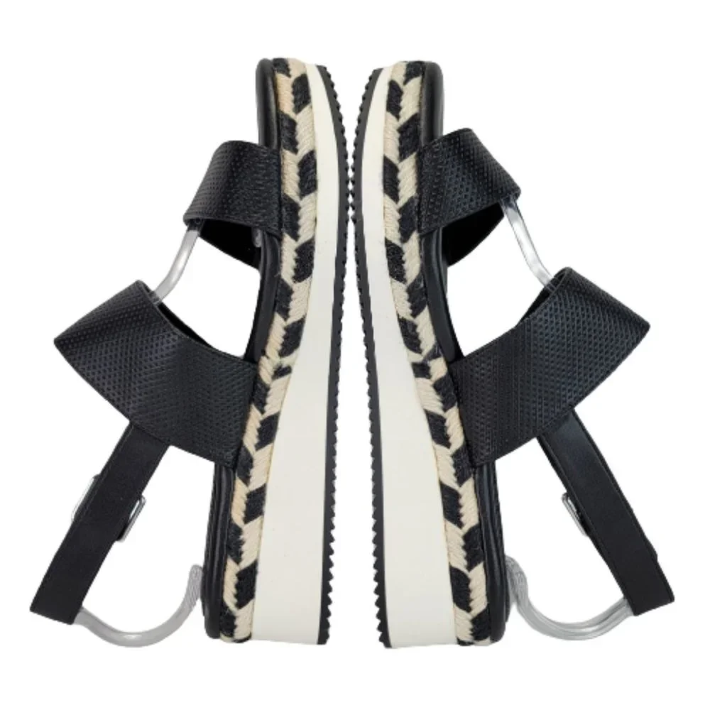 Kelly & Katie Poliana Espadrille Black White Platform Wedge Sandal Shoes Sz 8 - Picture 7 of 12